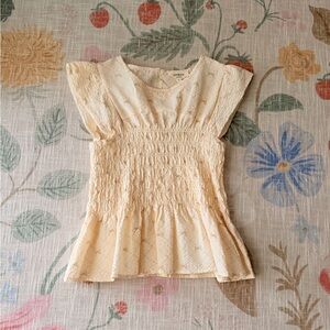 Umgee Cream Smocked Blouse